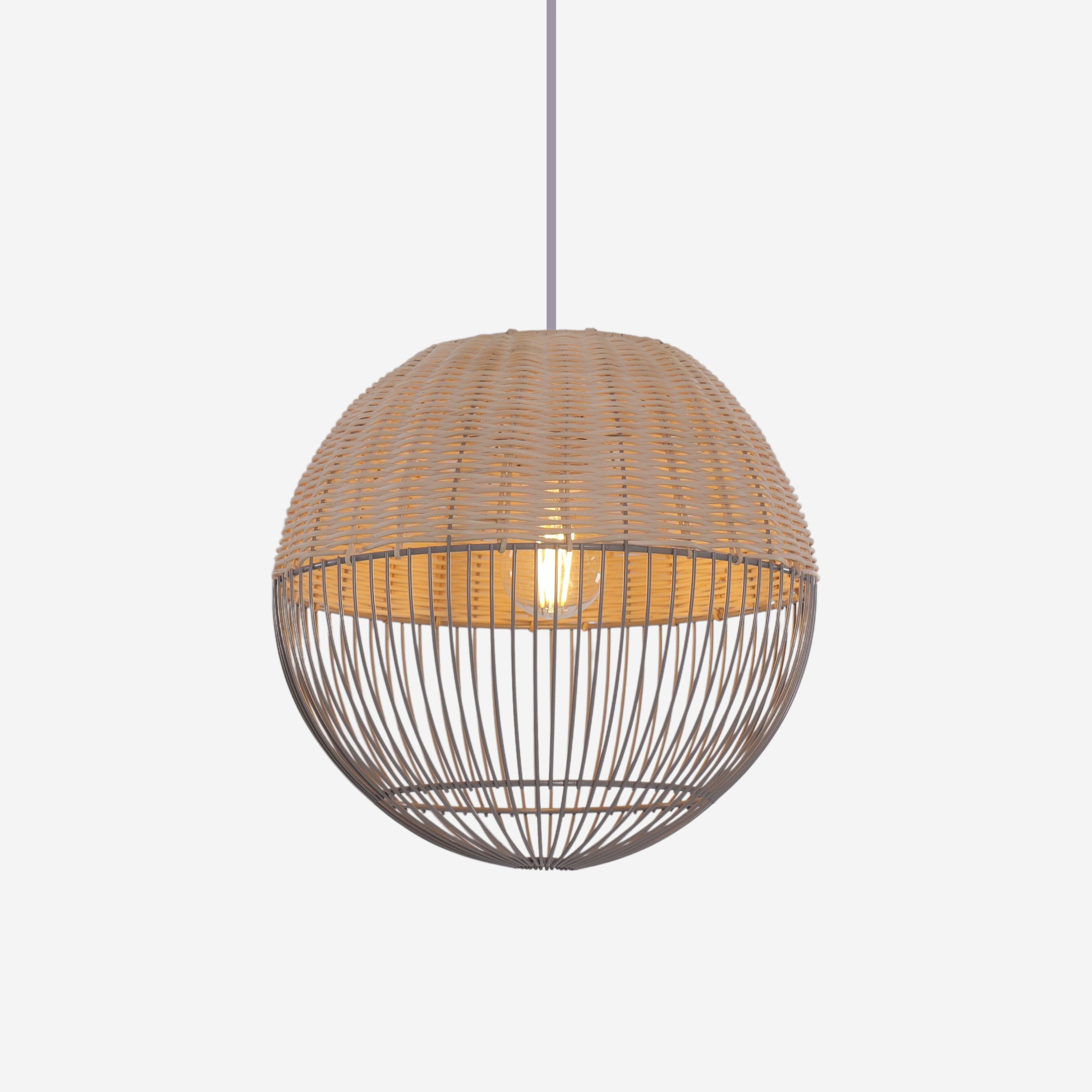 Glyph-Lightsin Chic Rattan and Metal Pendant Light for Kitchen