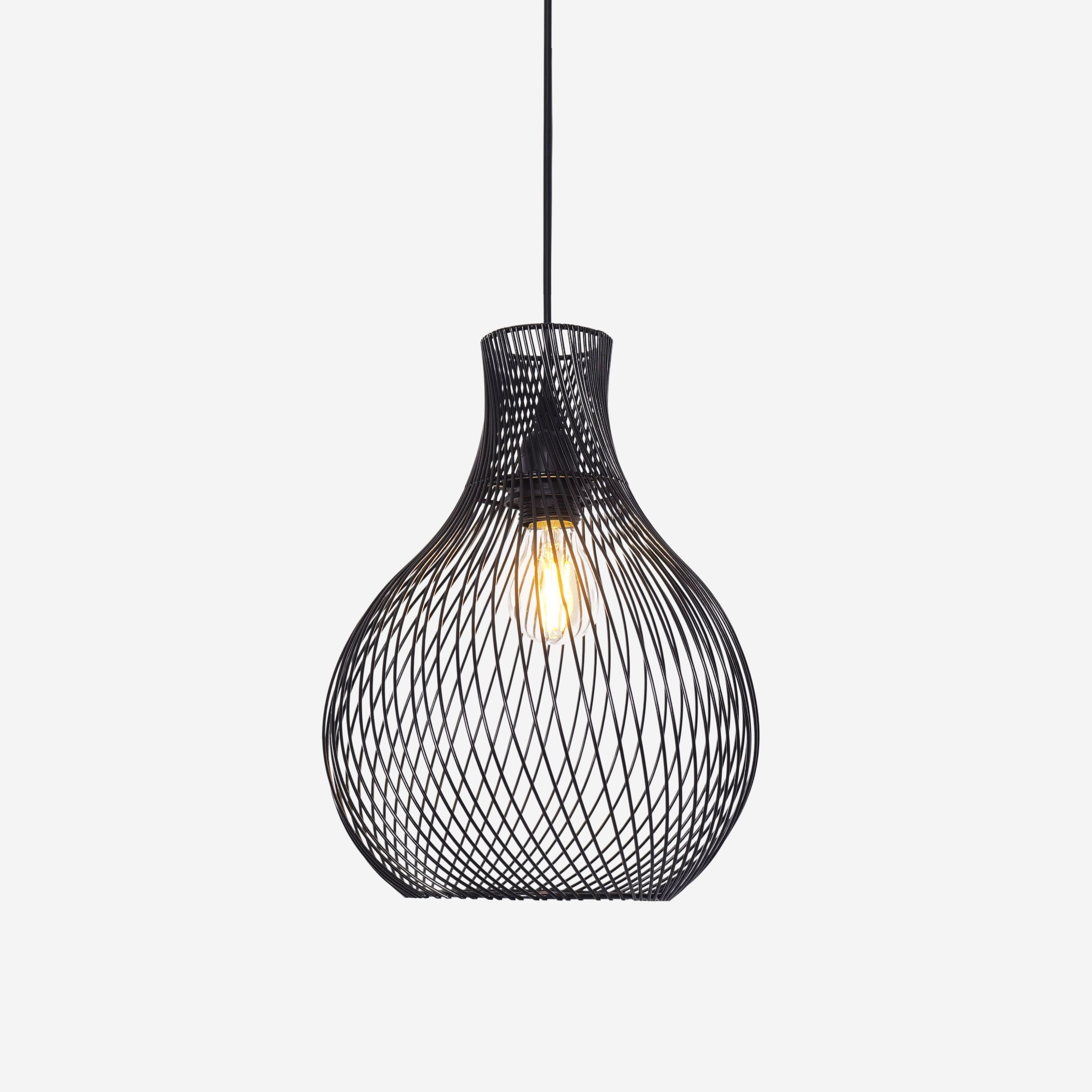 Glyph-Lightsin Minimalist Black Wire Cage Pendant Light for Home Decor