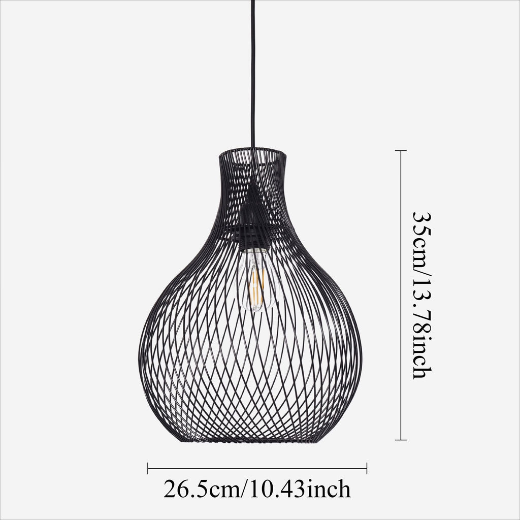 Glyph-Lightsin Minimalist Black Wire Cage Pendant Light for Home Decor