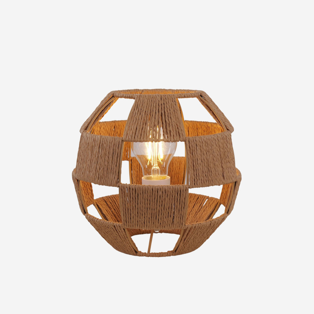 Lightsin Handwoven Jute Globe Table Lamp - Eco-friendly Spherical Bedside Desk Lighting