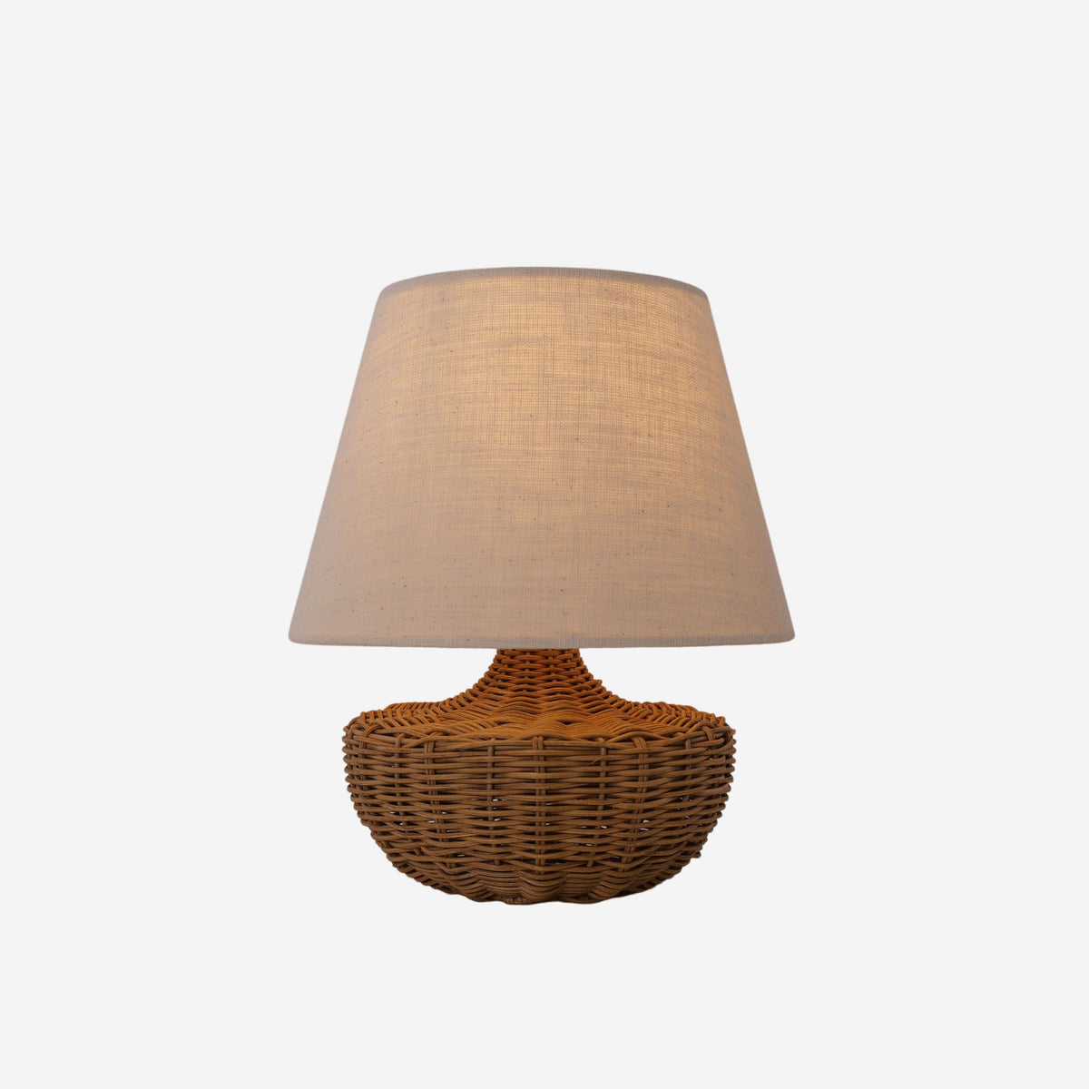 Lightsin Handwoven Rattan Table Lamp with Linen Shaded
