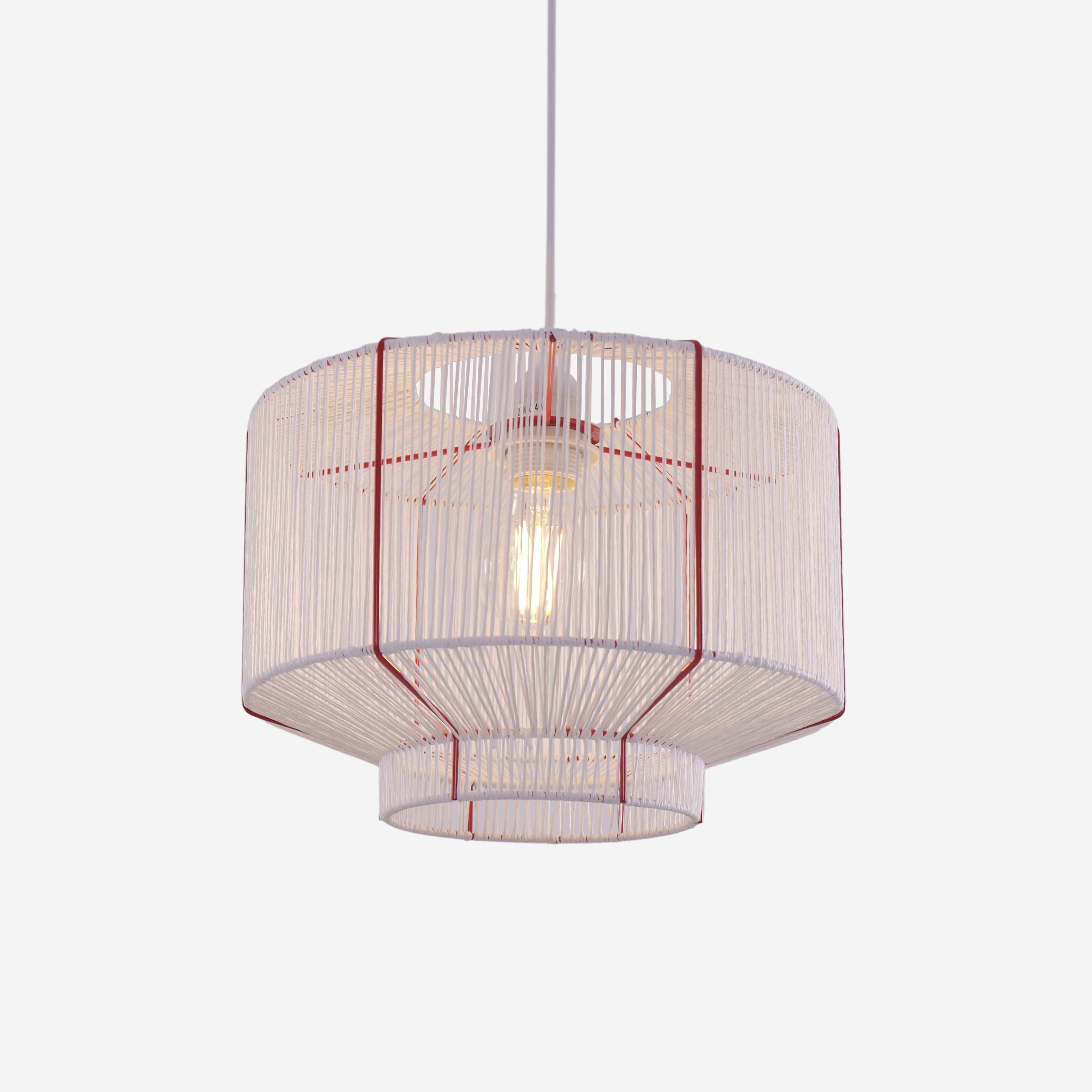 Lightsin Modern Handwoven White Paper Rope Pendant Light for Cozy Interiors