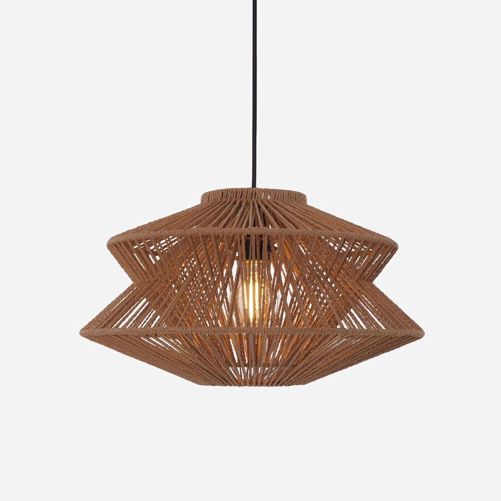 Lightsin Khaki Handwoven Paper Rope Pendant Light with Iron Frame