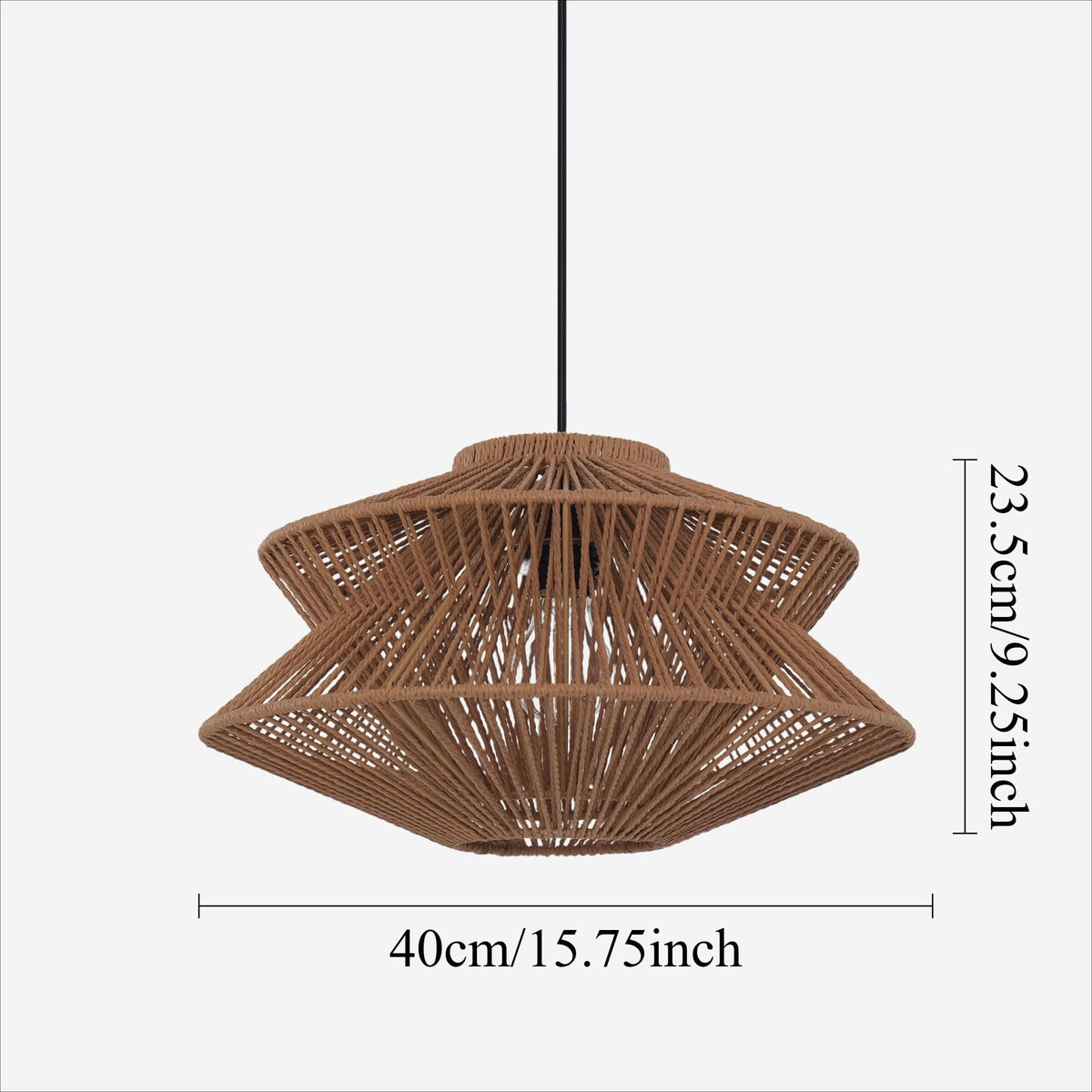 Lightsin Khaki Handwoven Paper Rope Pendant Light with Iron Frame
