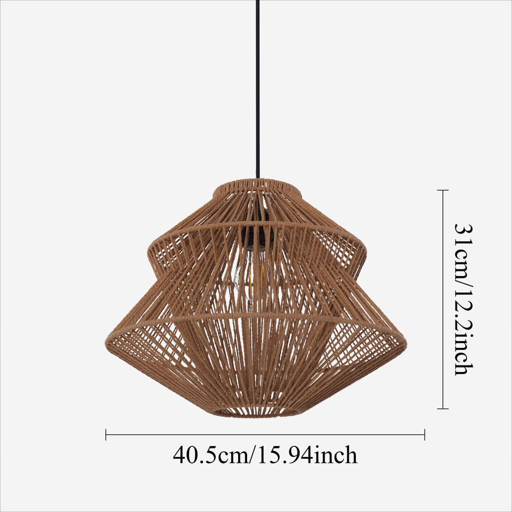 Lightsin Khaki Handwoven Paper Rope Pendant Light with Iron Frame