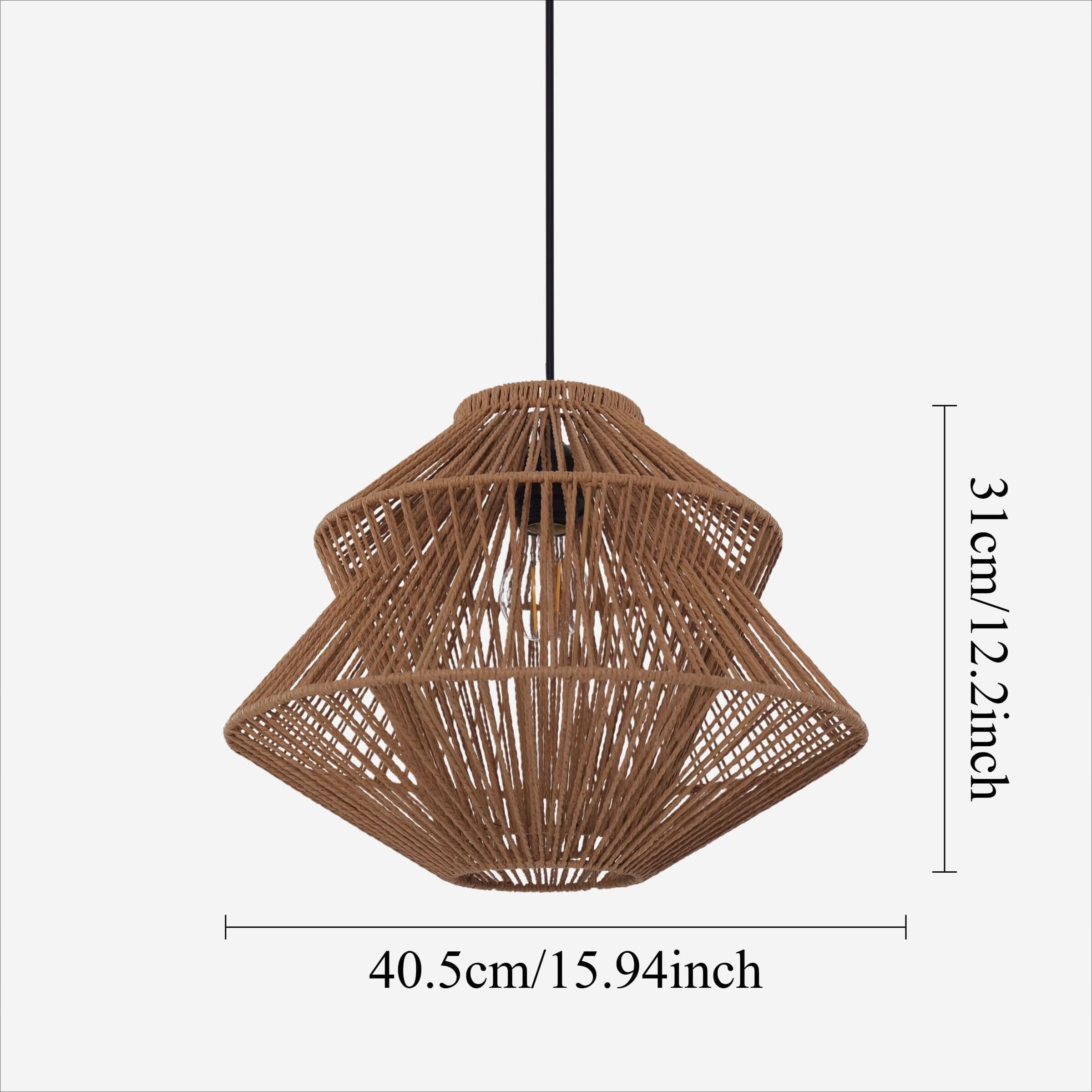 Lightsin Khaki Handwoven Paper Rope Pendant Light with Iron Frame