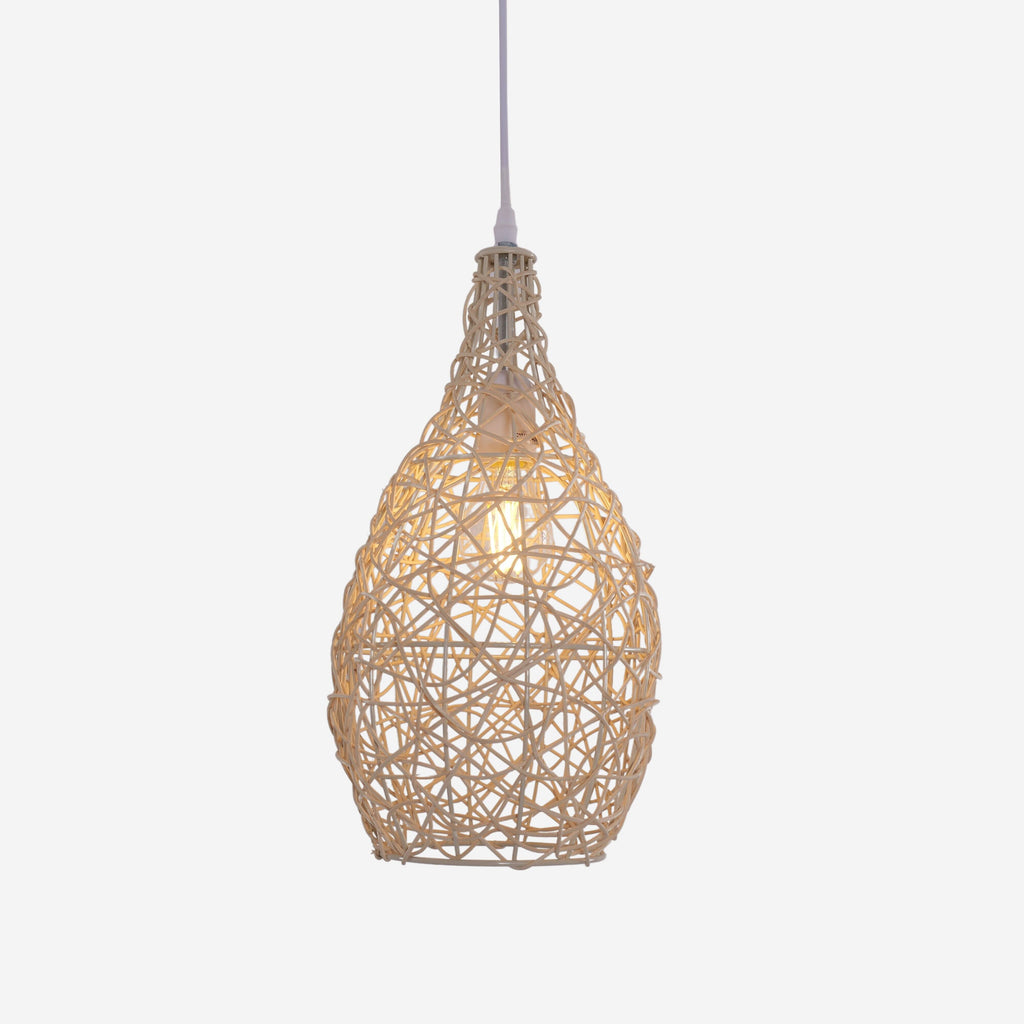 Lightsin Natural Rattan and Bamboo Pendant Light with Iron Frame