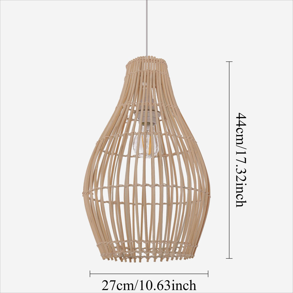 Lightsin Natural Rattan and Bamboo Pendant Light with Iron Frame