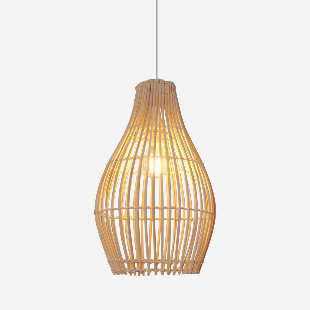 Lightsin Natural Rattan and Bamboo Pendant Light with Iron Frame