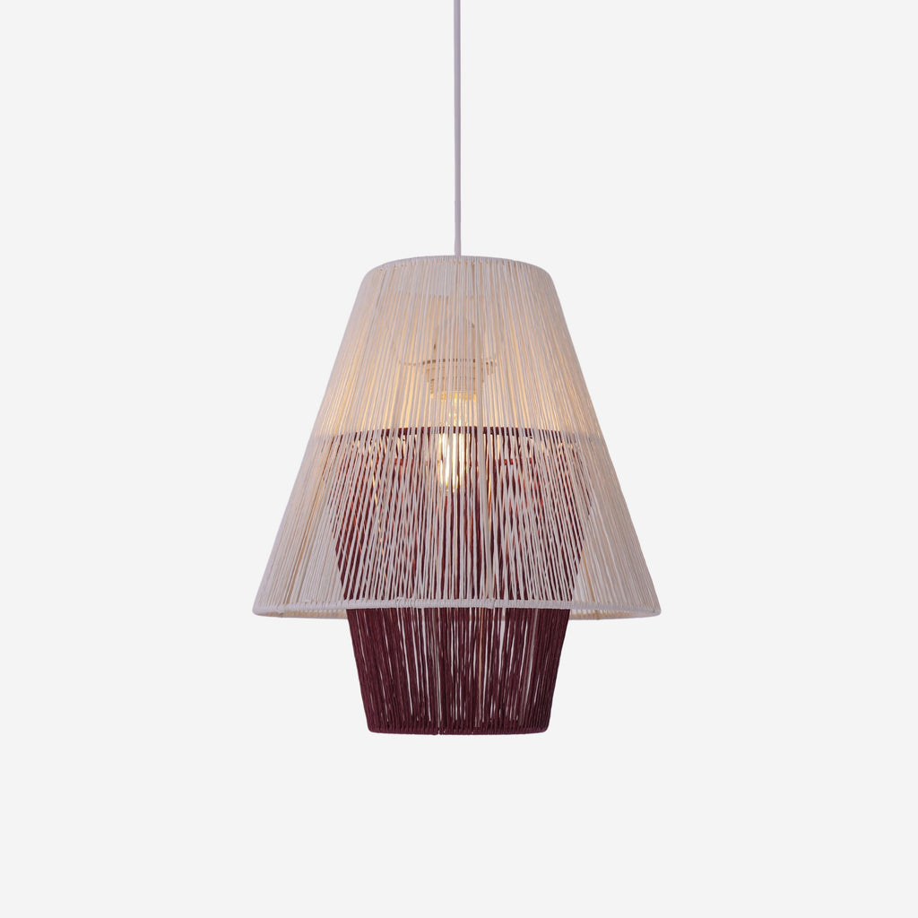 Lightsin Modern White Pendant Light with Purple Paper Rope Design