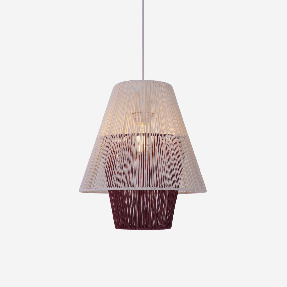 Lightsin Modern White Pendant Light with Purple Paper Rope Design