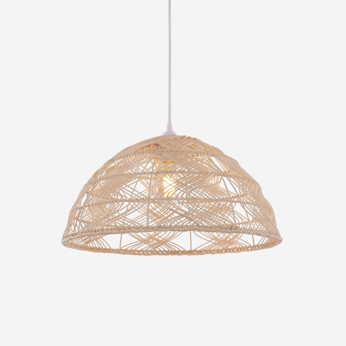 Lightsin Handwoven Rattan Dome Pendant Light for a Warm & Cozy Glow