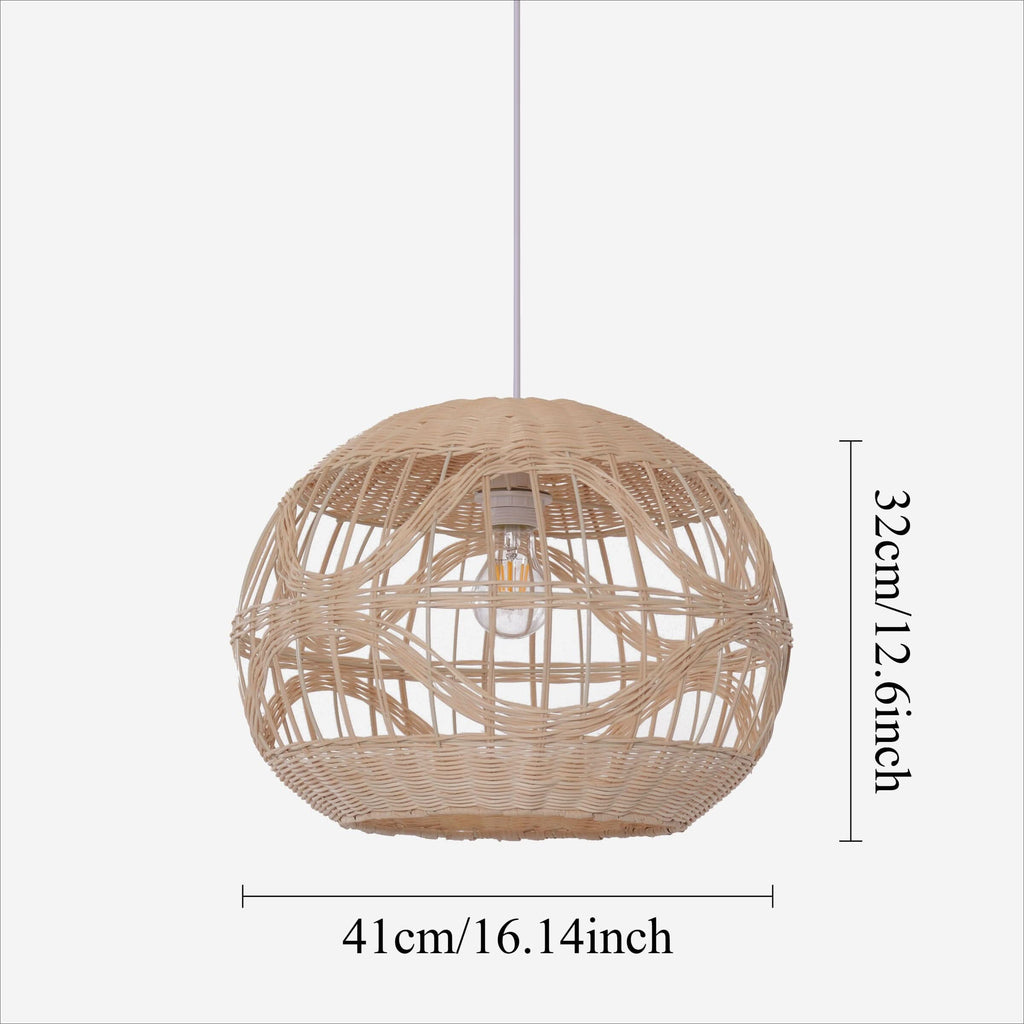 Lightsin Cella-Sustainable Handwoven Spherical Rattan Pendant Light with Wave Details