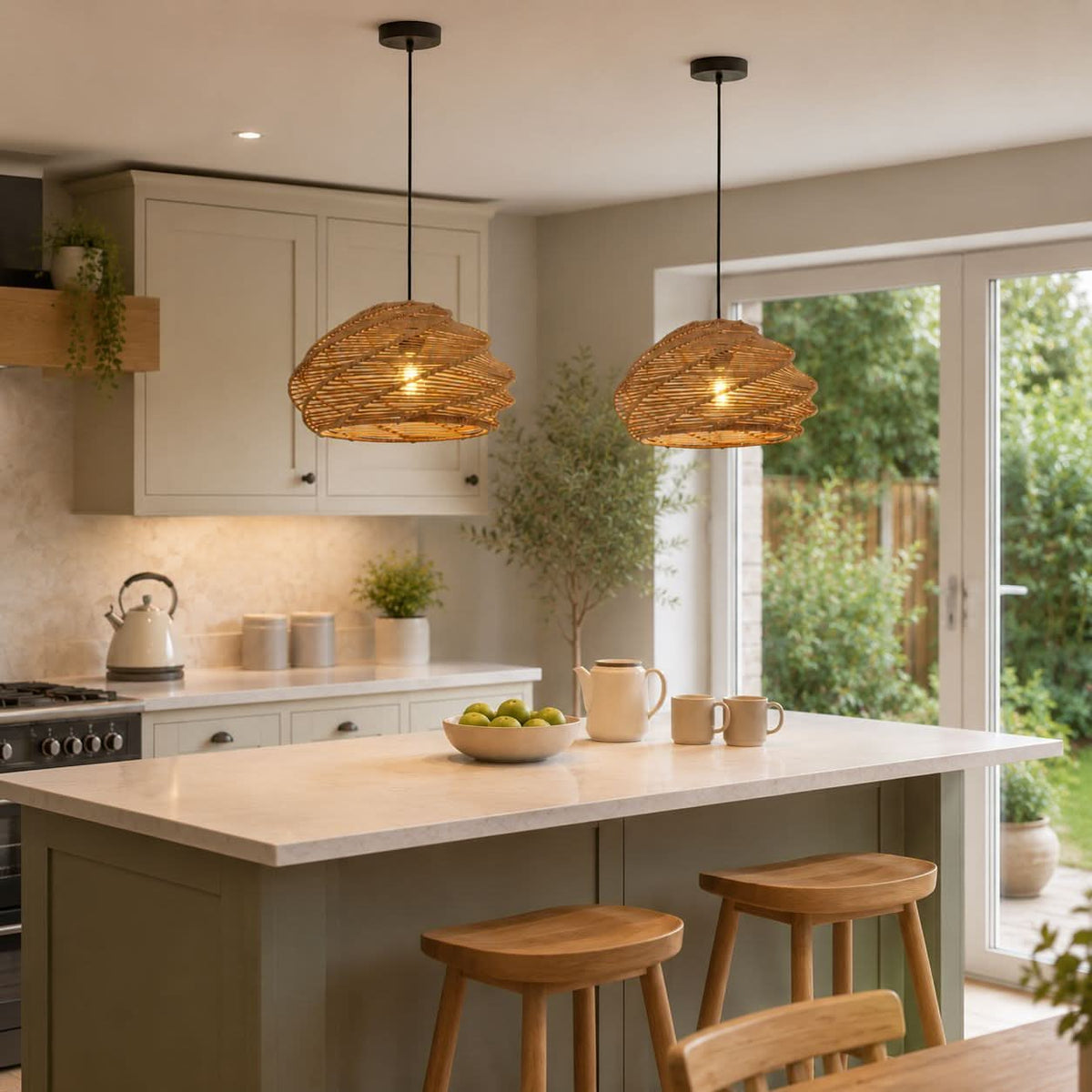 Lightsin Spiral Woven Paper Rope Pendant Light for Kitchen Island & Dining Room