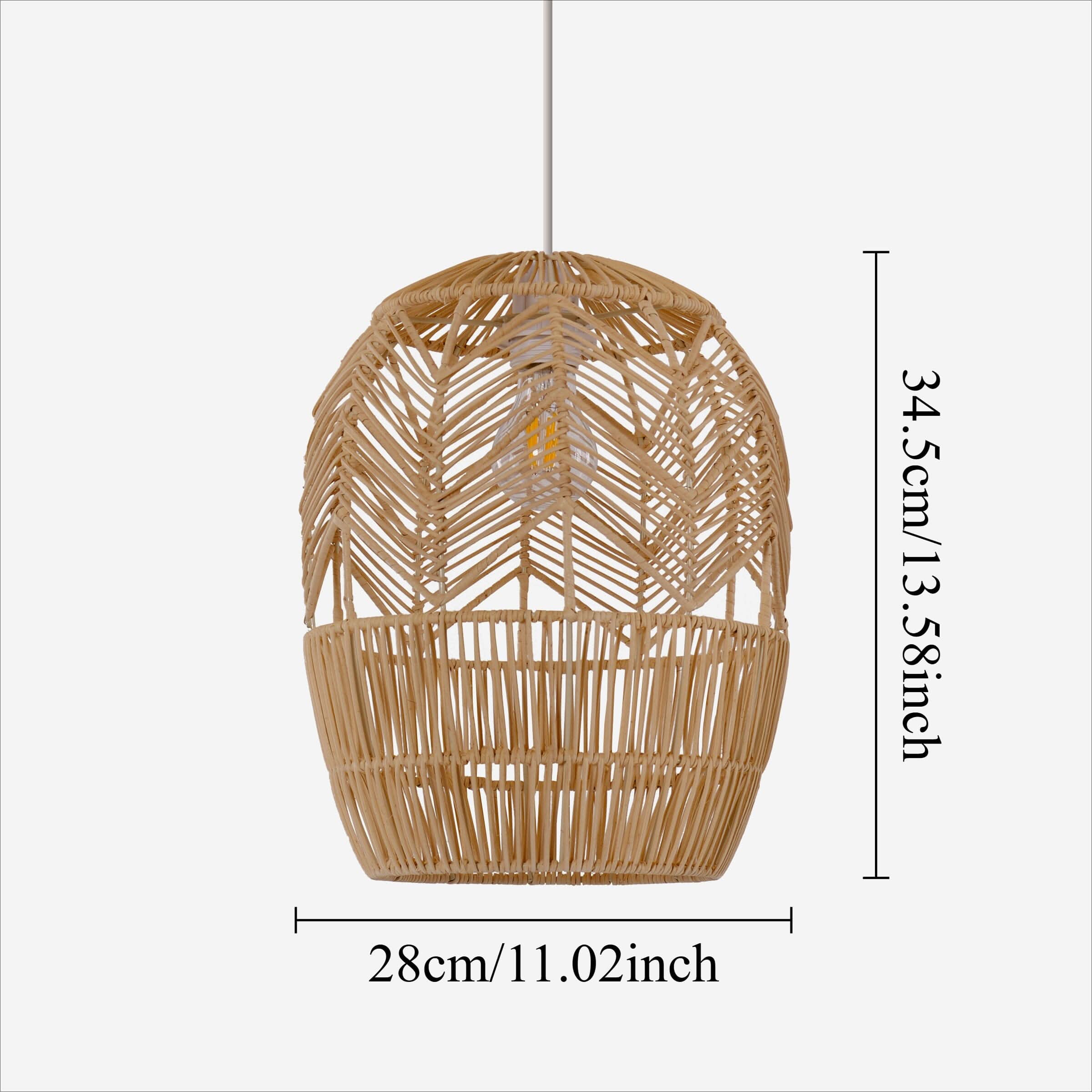 Lightsin Corrugated Elliptical Rattan Pendant Light for Living Room & Dining Room