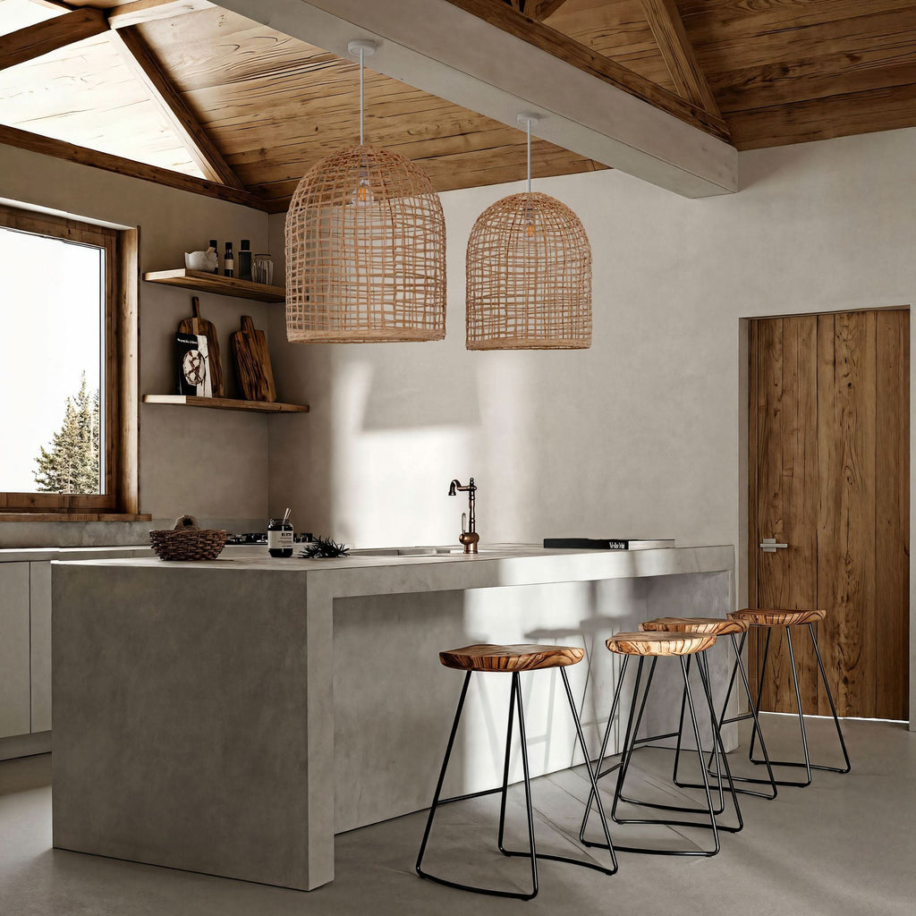 Lightsin Cella-Natural Cage Shape Rattan Pendant Light