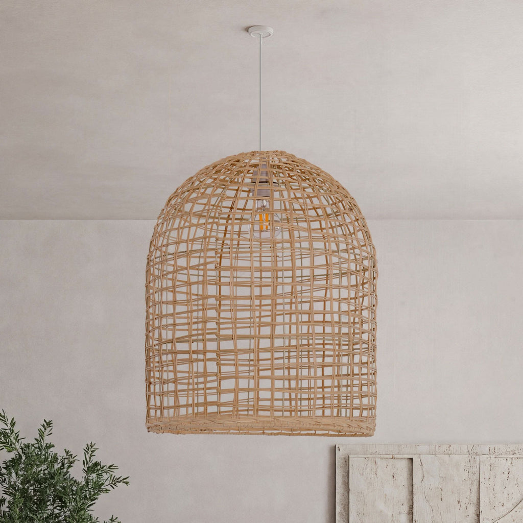 Lightsin Cella-Natural Cage Shape Rattan Pendant Light