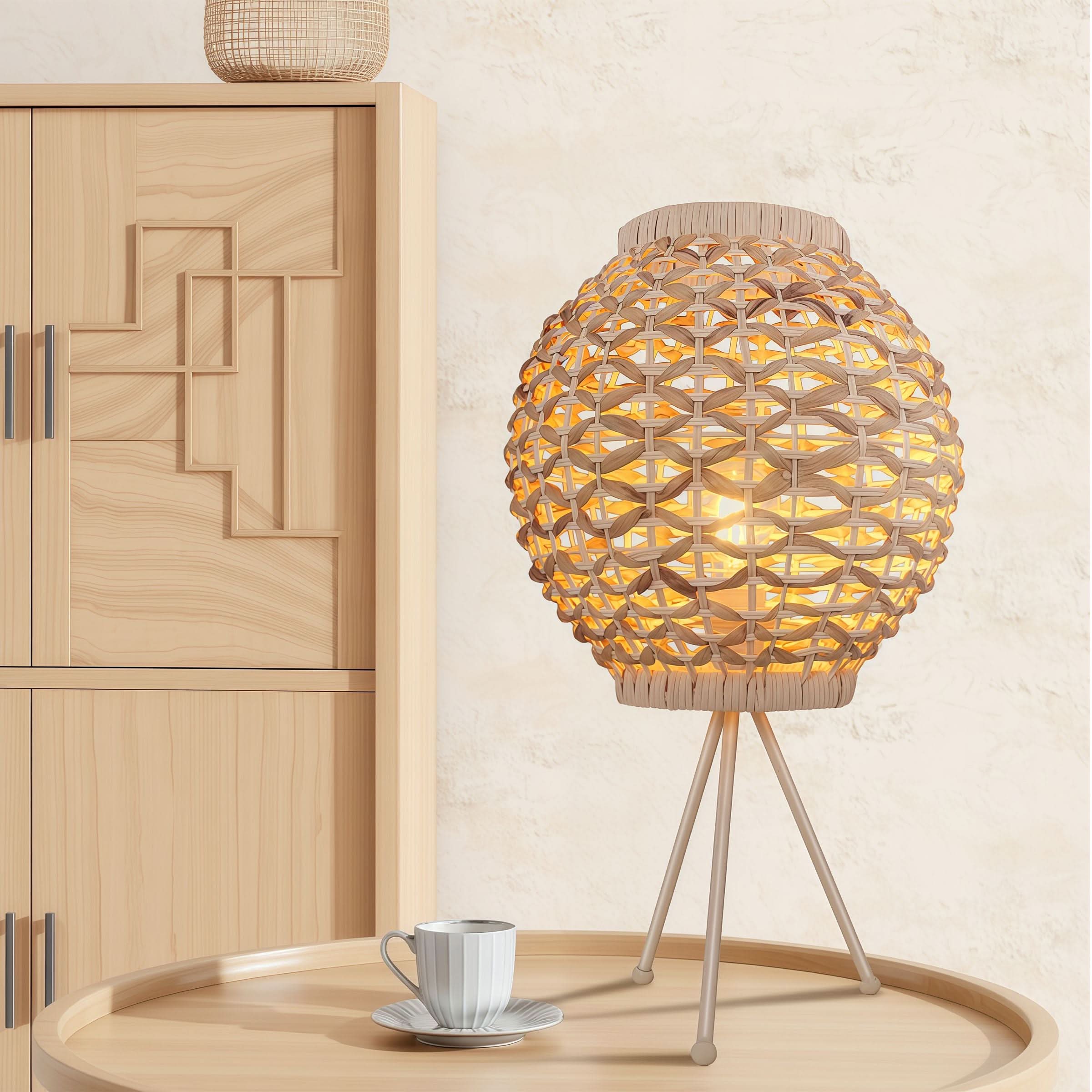 Lightsin Water Hyacinth Rattan Ball-Shaped Woven Table Lamp – Natural Handwoven Lighting for Cozy Spaces