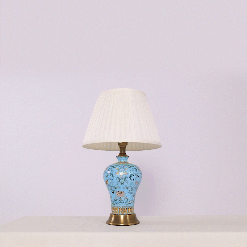 Lightsin Vibrant Ceramic Table Lamps for Living Room – Handcrafted Design with Warm Fabric Shade