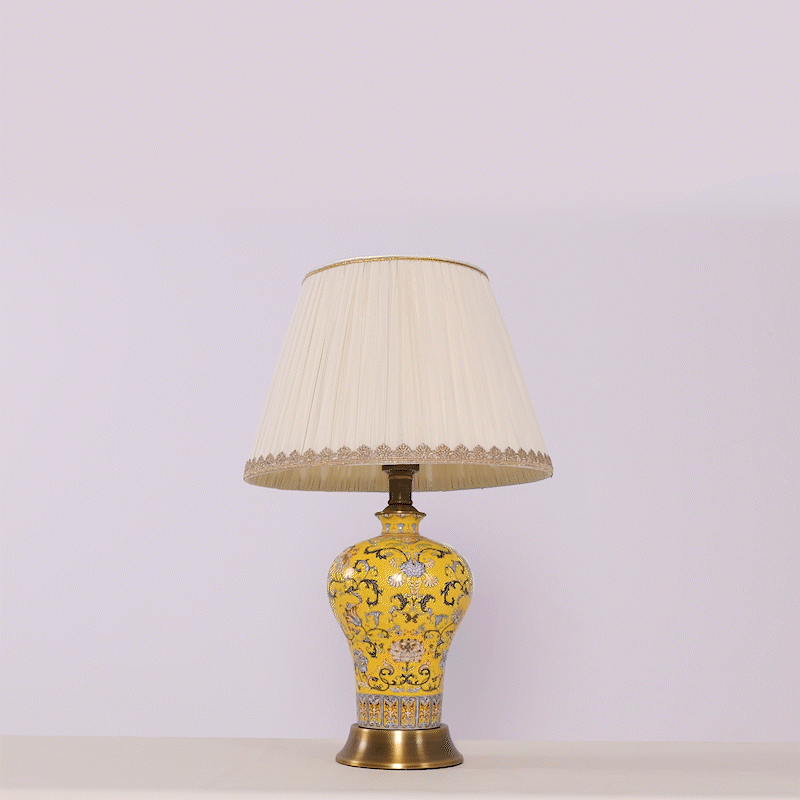Lightsin Vibrant Ceramic Table Lamps for Living Room – Handcrafted Design with Warm Fabric Shade