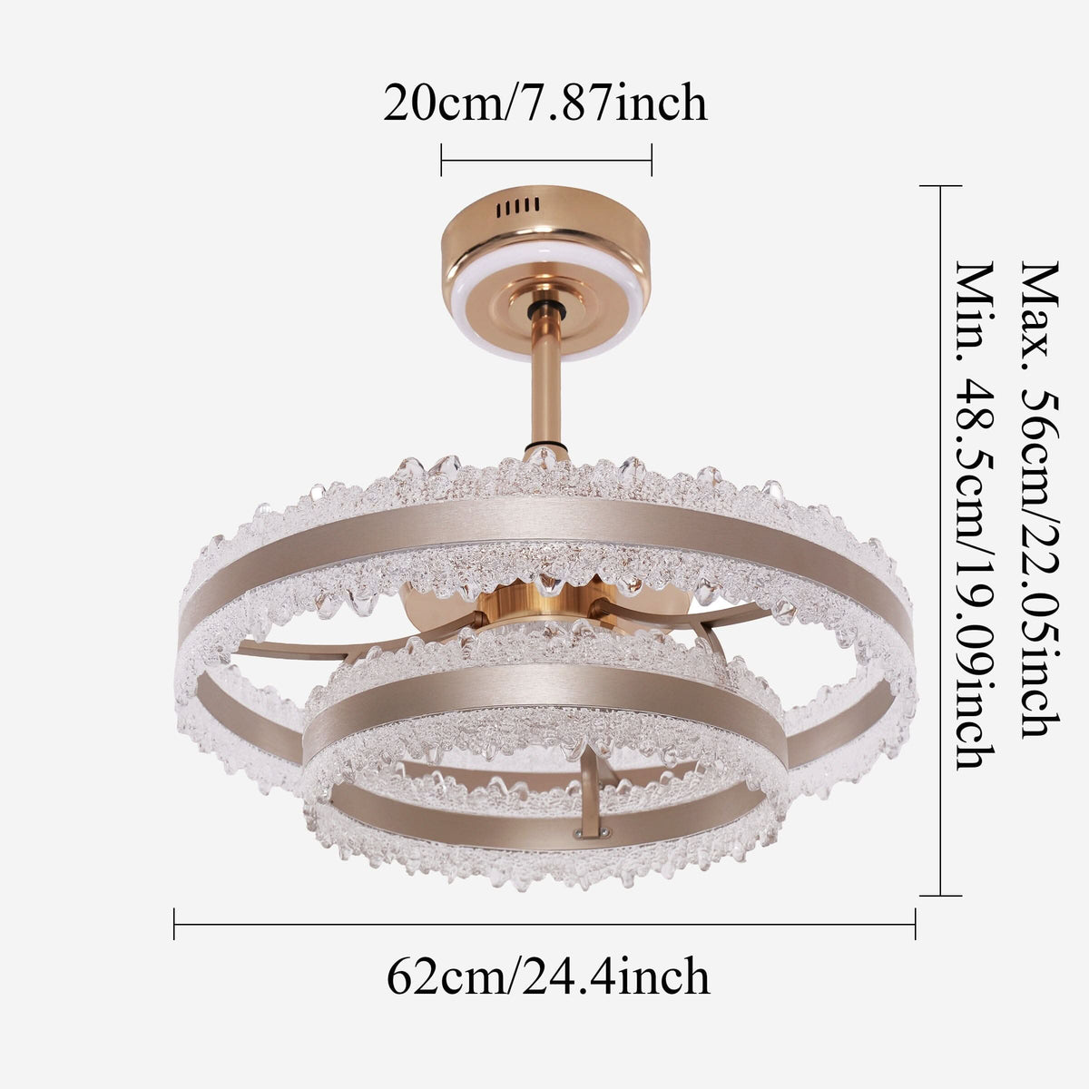 Lightsin Modern Gold Halo Ceiling Fan Light with Remote, 6 Speeds & 3 Colour Temperatures