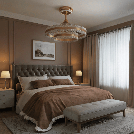 Lightsin Modern Gold Halo Ceiling Fan Light with Remote, 6 Speeds & 3 Colour Temperatures