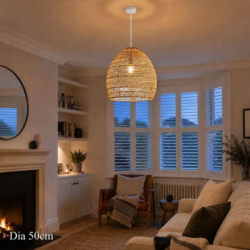 Cella-Lightsin Natural Rattan Pendant Light with Optional Woven Inner Sphere