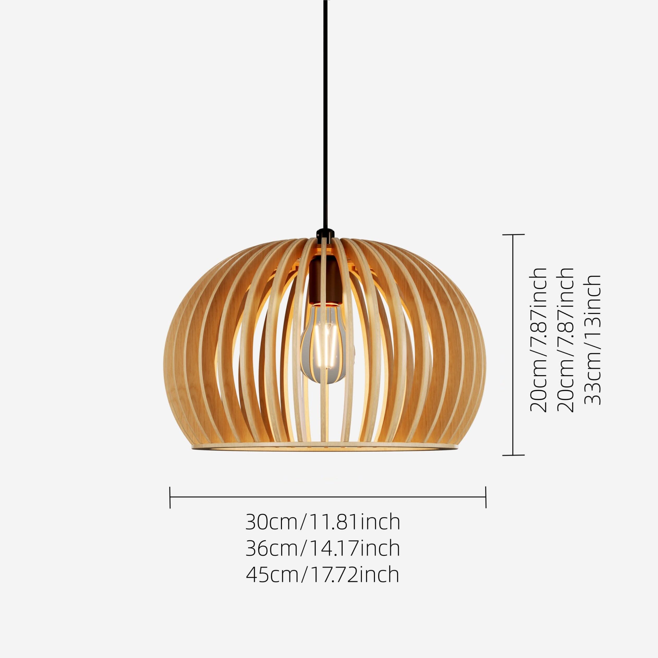 Lightsin Shadome-Natural Wood Pumpkin Pendant Light Eco Friendly Rustic Hanging Lamp for Home Decor