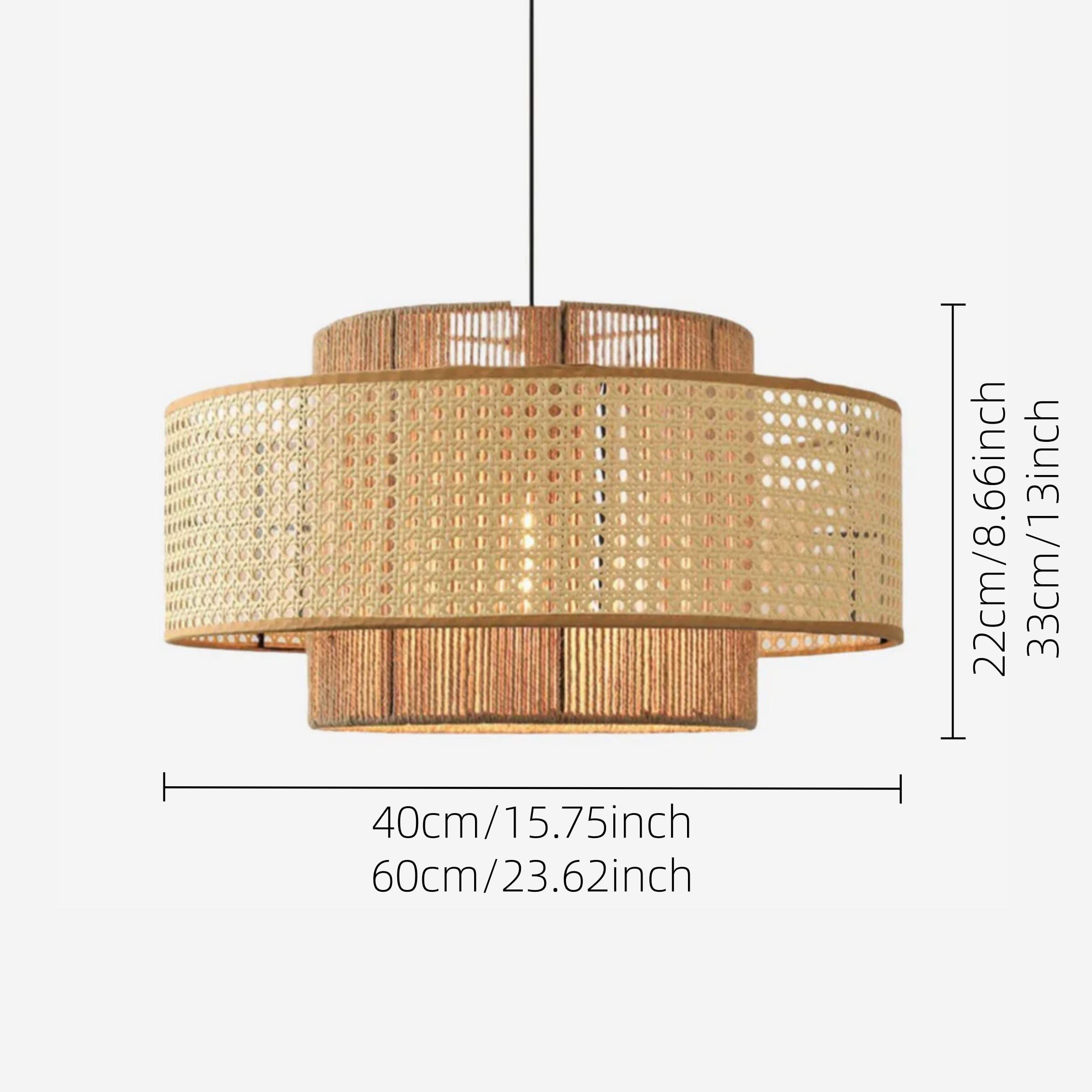 Lightsin Natural Woven Rattan and Hemp Rope Rustic Pendant Light Fixture
