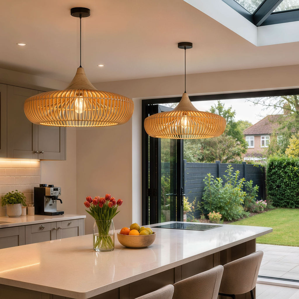 Lightsin Shadome Handcrafted Wooden Kitchen Pendant Light