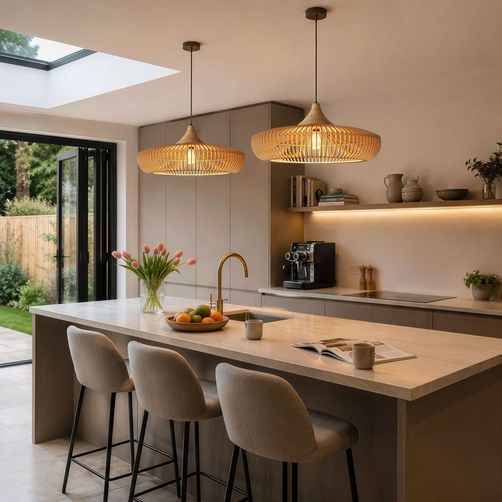 Lightsin Shadome Handcrafted Wooden Kitchen Pendant Light