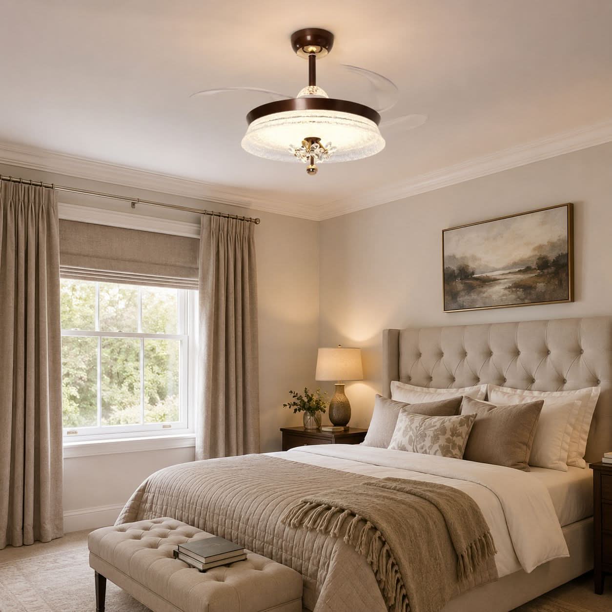 Lightsin 36 Inch Ceiling Fan with 6-Speed Remote and Reverse Motor