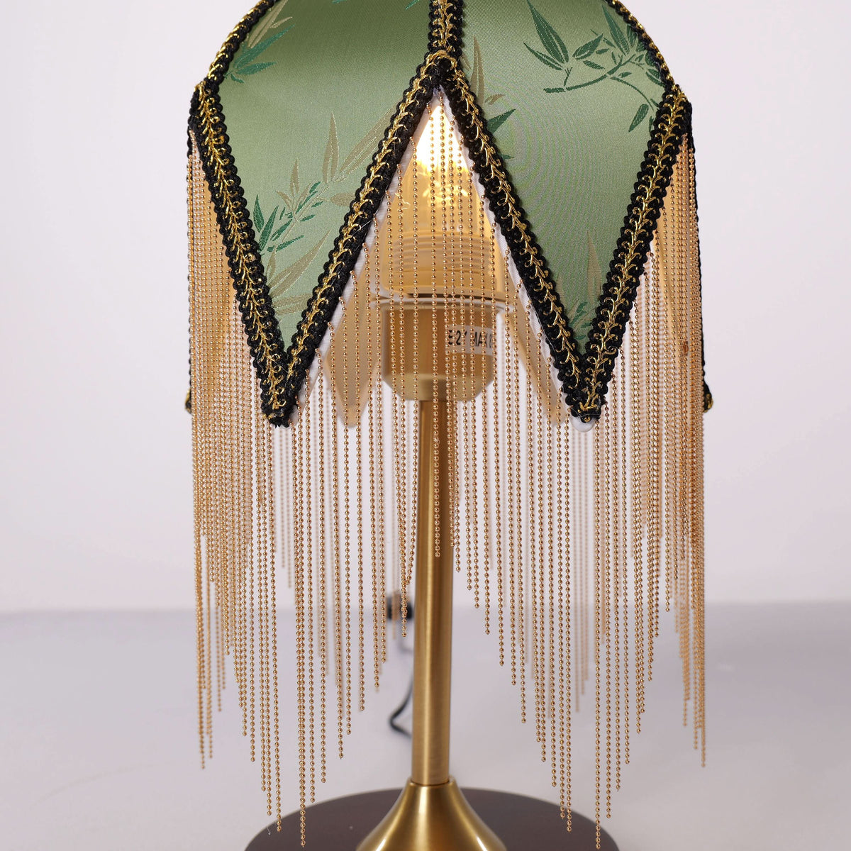Mid-Century Vintage Tassel Table Lamp | Antique Brass & Fabric Bedside Lamp