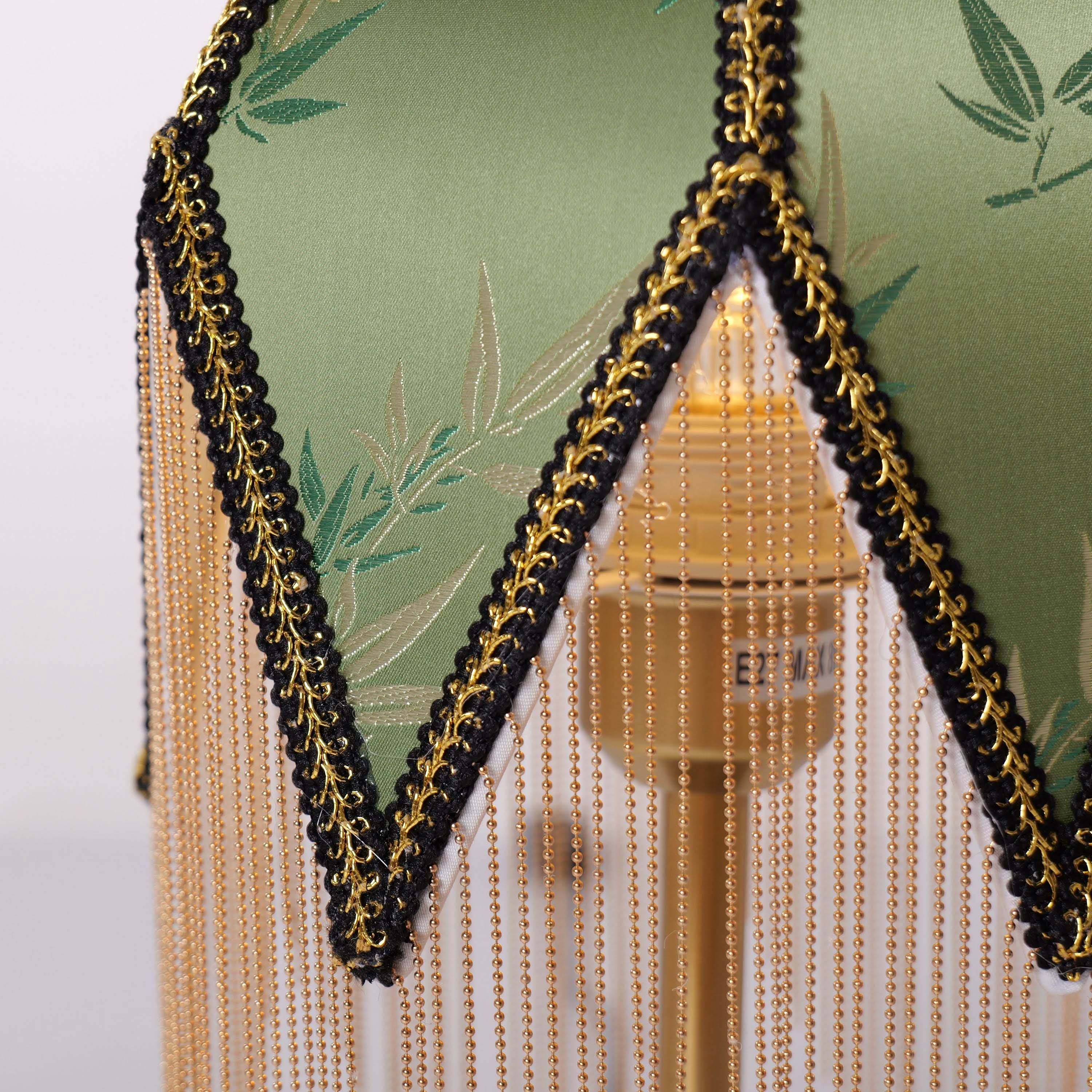 Mid-Century Vintage Tassel Table Lamp | Antique Brass & Fabric Bedside Lamp