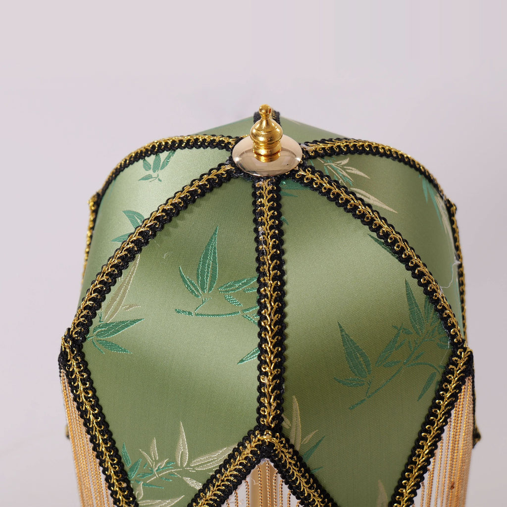 Mid-Century Vintage Tassel Table Lamp | Antique Brass & Fabric Bedside Lamp