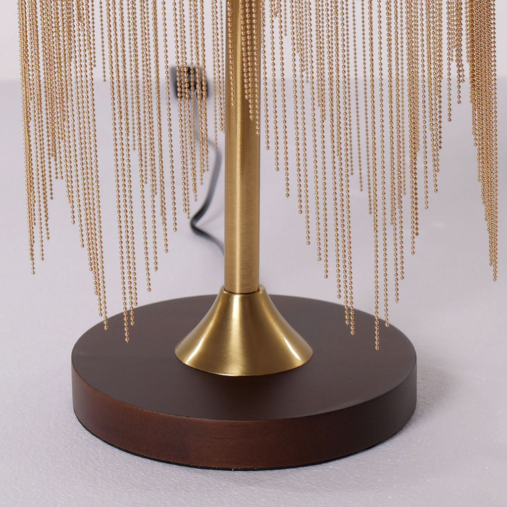 Mid-Century Vintage Tassel Table Lamp | Antique Brass & Fabric Bedside Lamp