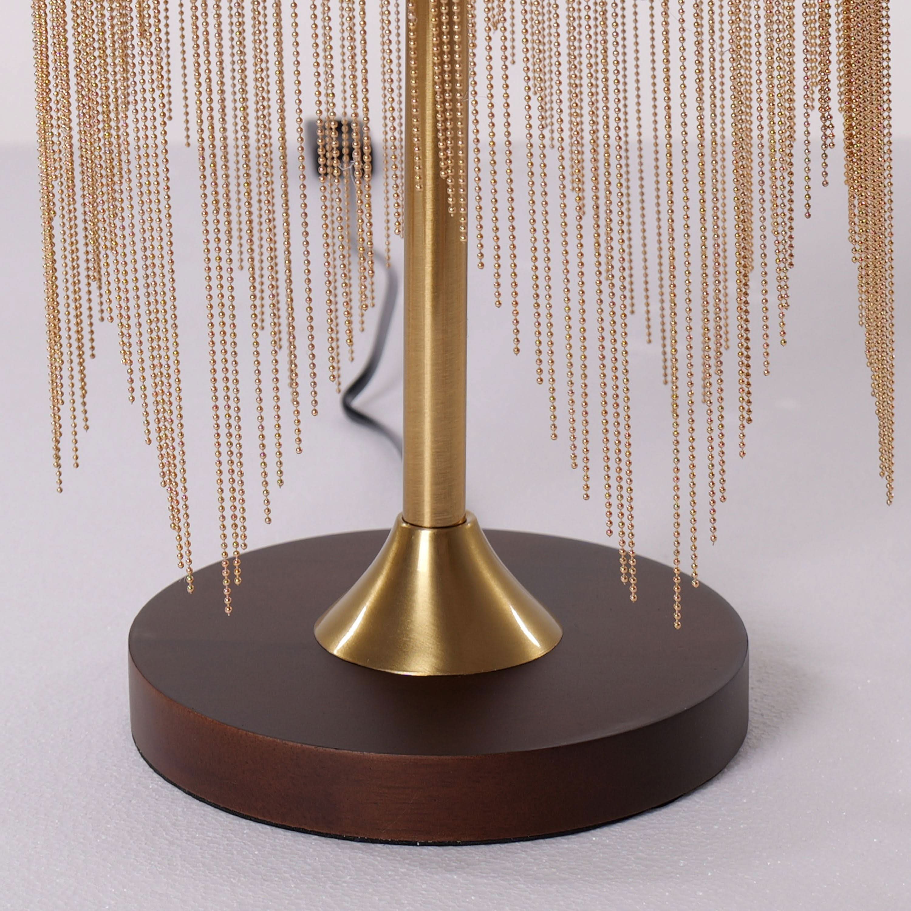 Mid-Century Vintage Tassel Table Lamp | Antique Brass & Fabric Bedside Lamp