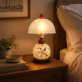 Mosaic Seashell Table Lamp - Coastal Glass & Wood Bedside Light
