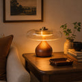 Ash Wood Glass Table Lamp