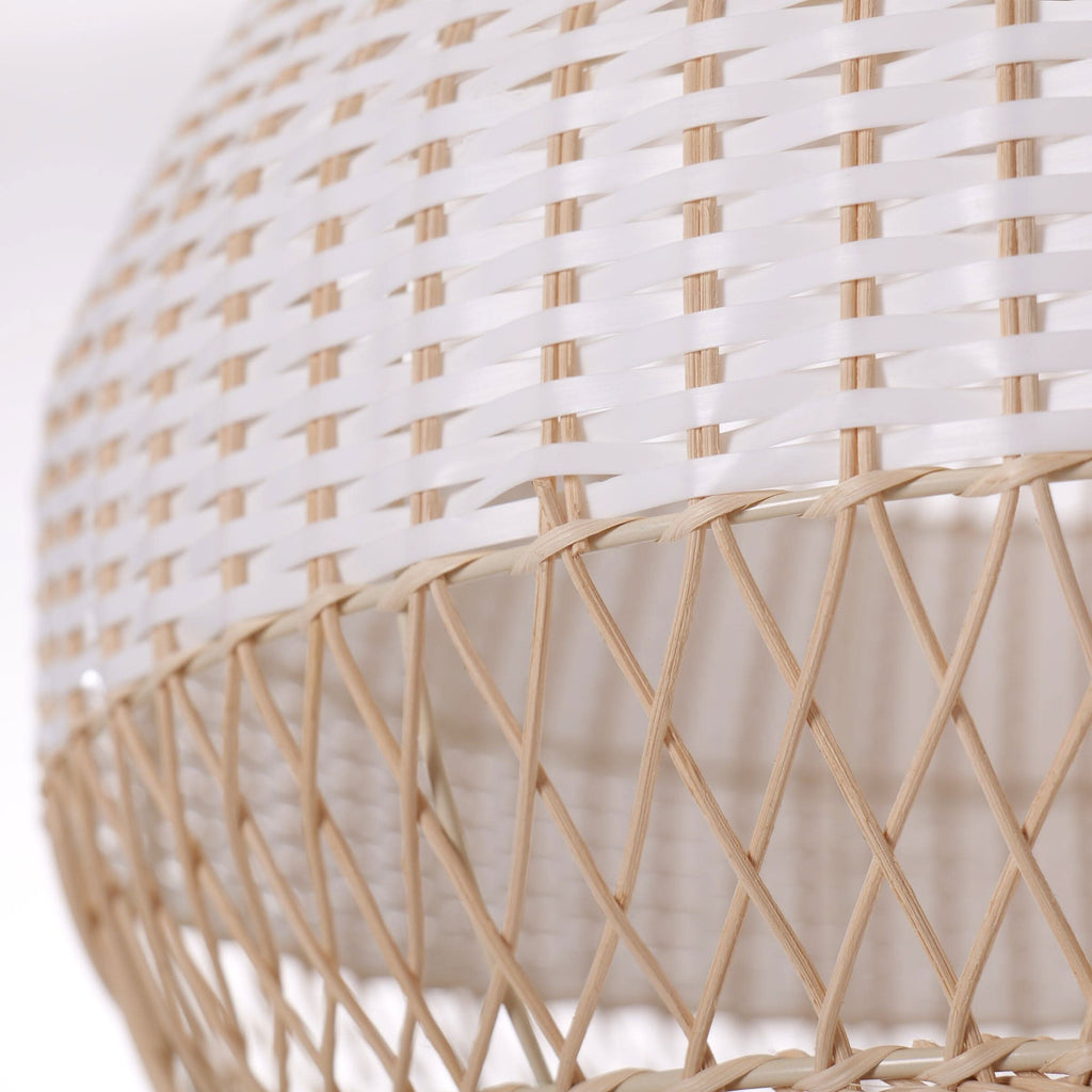 Dewlight-Handwoven Half White Rattan Pendant Light | Kitchen Island Pendant Lamp
