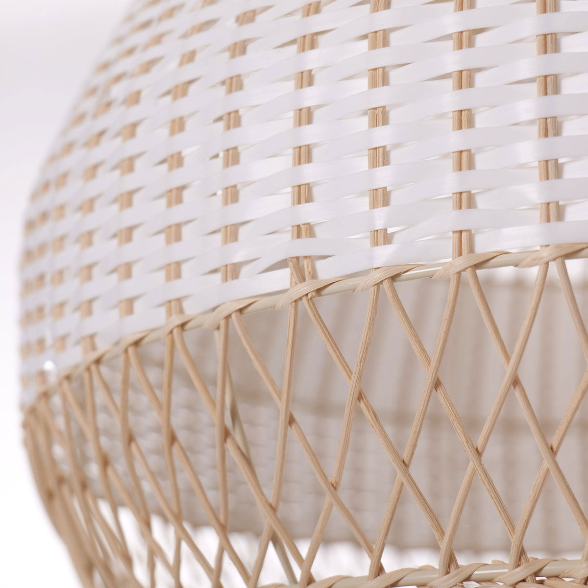Dewlight-Handwoven Half White Rattan Pendant Light | Kitchen Island Pendant Lamp