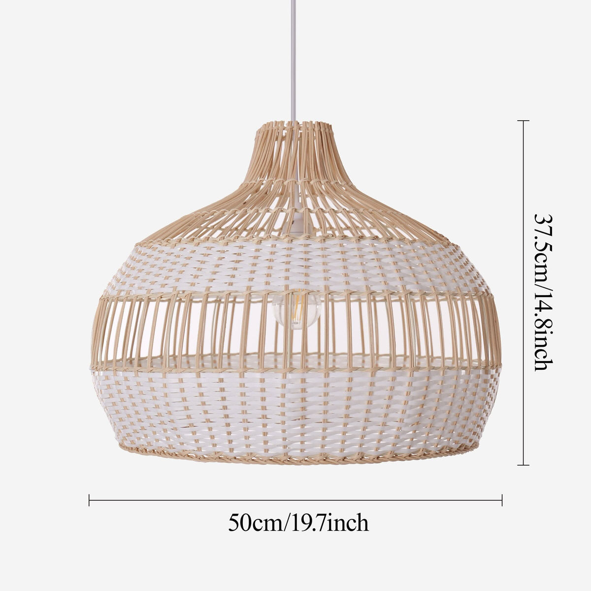 Dewlight-Handwoven Half White Rattan Pendant Light | Kitchen Island Pendant Lamp