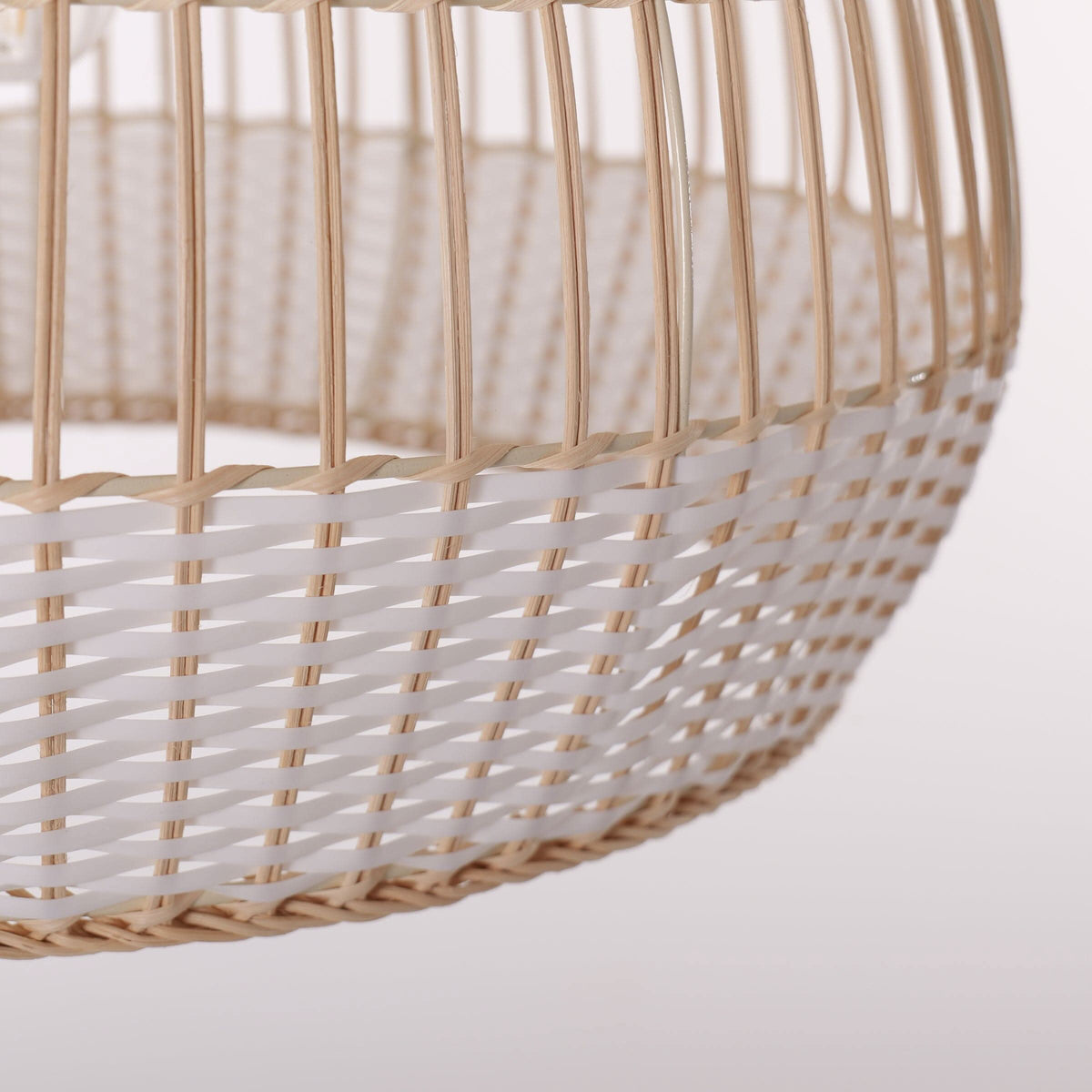 Dewlight-Handwoven Half White Rattan Pendant Light | Kitchen Island Pendant Lamp