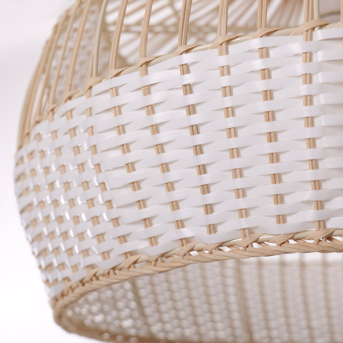 Dewlight-Handwoven Half White Rattan Pendant Light | Kitchen Island Pendant Lamp