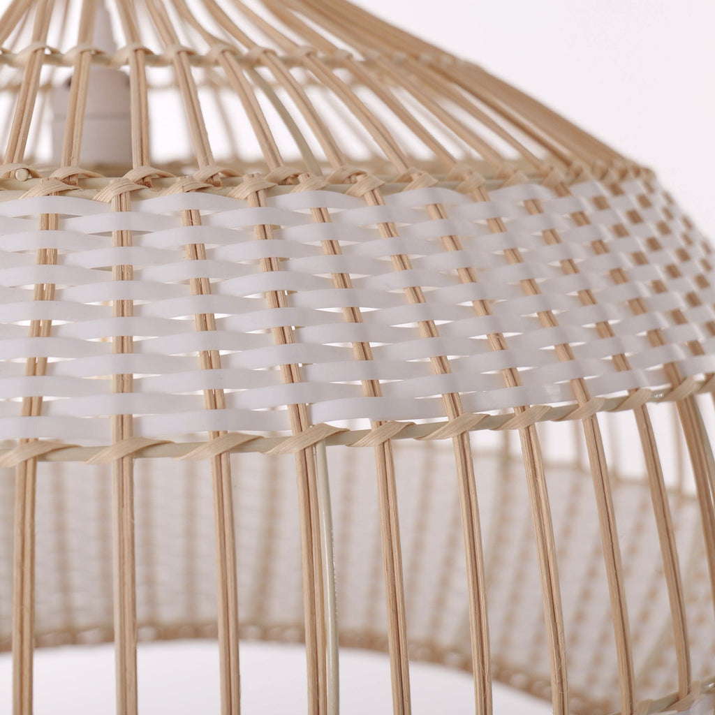 Dewlight-Handwoven Half White Rattan Pendant Light | Kitchen Island Pendant Lamp