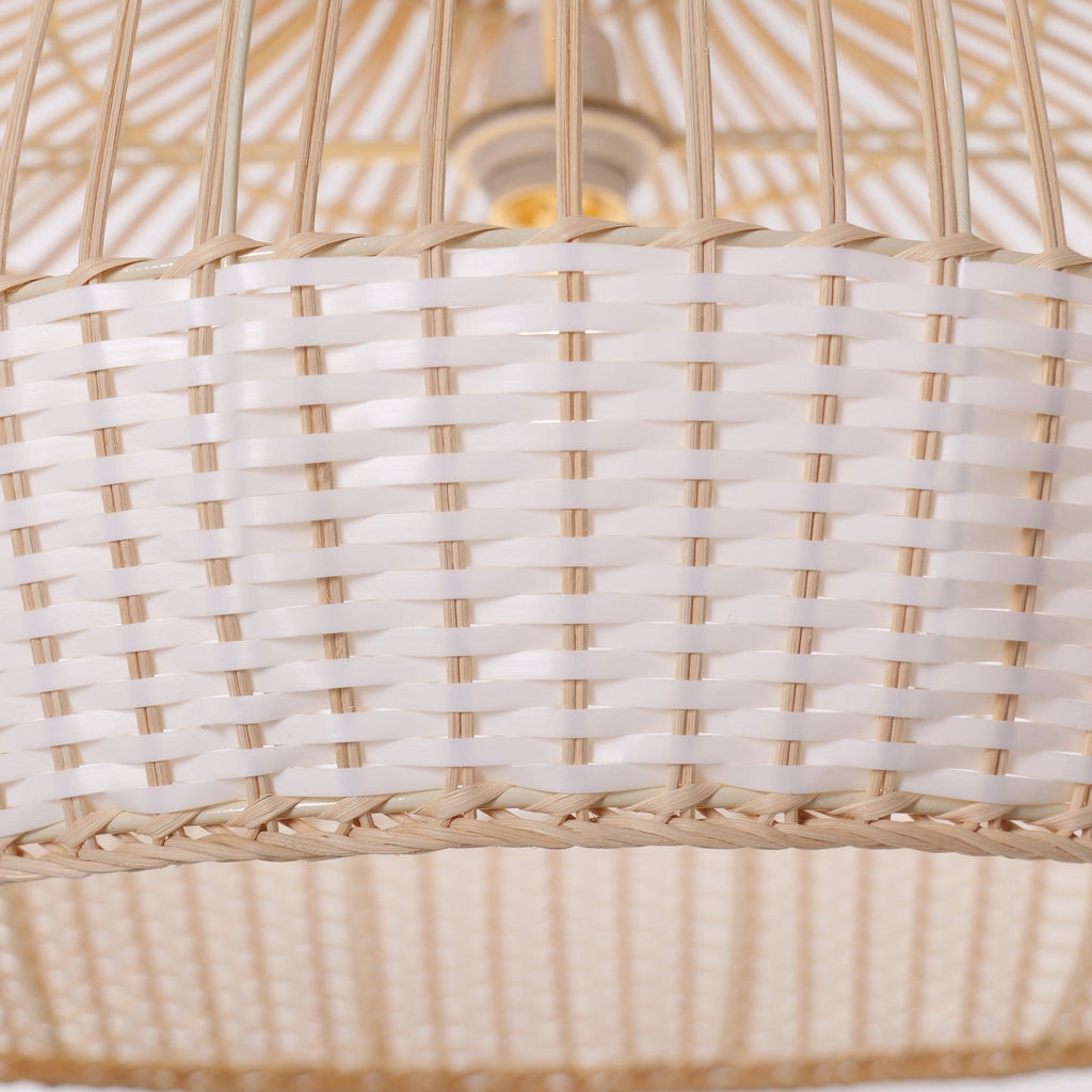 Dewlight-Handwoven Half White Rattan Pendant Light | Kitchen Island Pendant Lamp