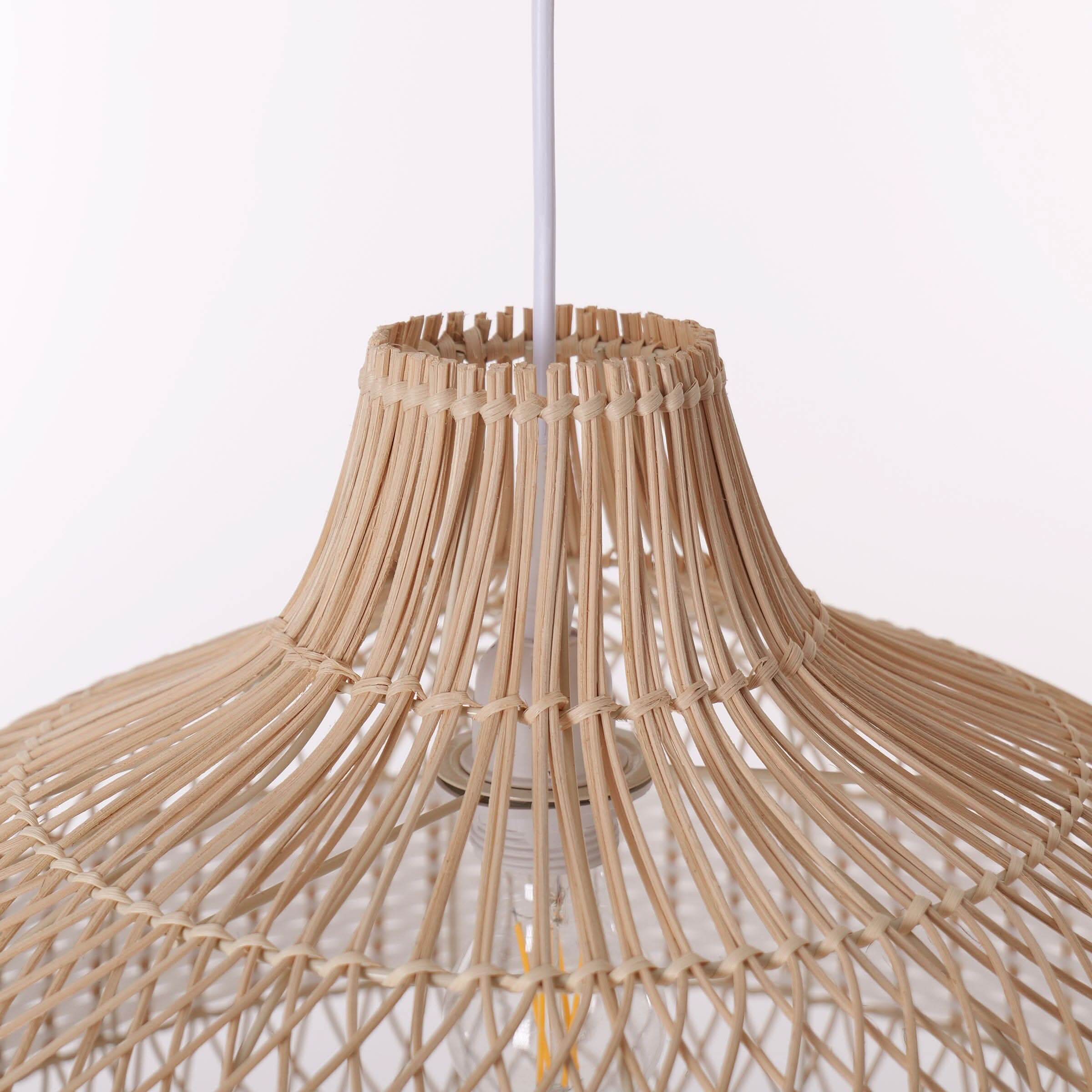 Dewlight-Handwoven Half White Rattan Pendant Light | Kitchen Island Pendant Lamp