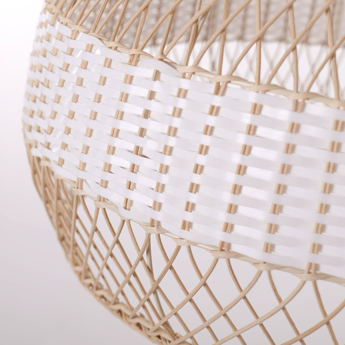 Dewlight-Handwoven Half White Rattan Pendant Light | Kitchen Island Pendant Lamp