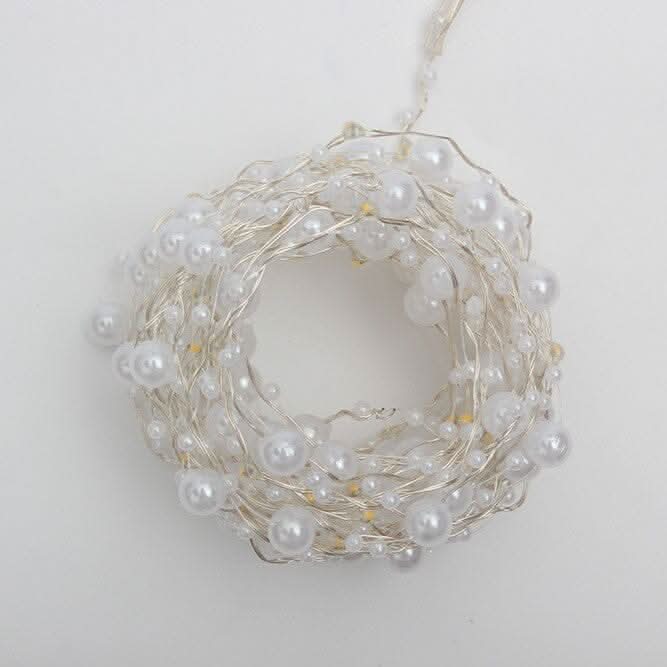 Premium 6-Meter 40-Light Pearl Waterproof Battery-Operated String Lights with Silver Wire