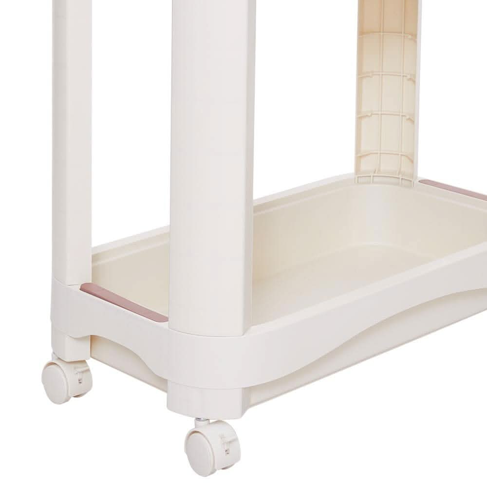 Cream White 2-Tier Rolling Storage Cart (52×30×52cm)